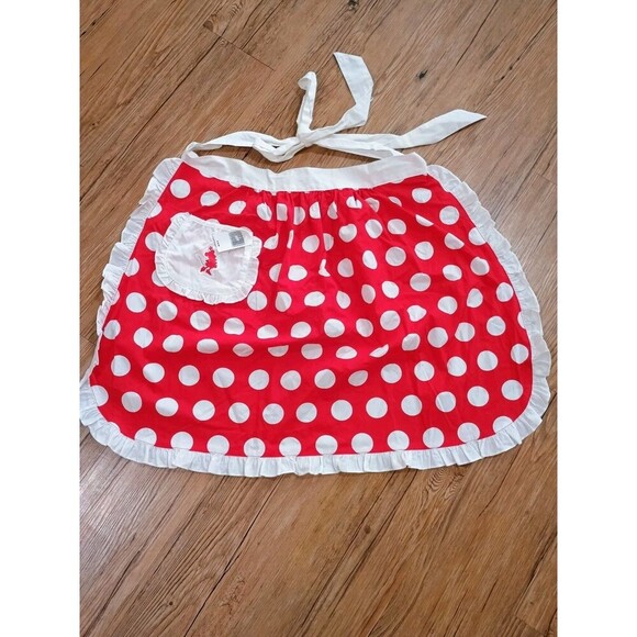Disney Parks Authentic Original Minnie Mouse Half Apron *Red/White Dot/Ruffle - Picture 1 of 6